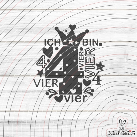 Zahl 4 Plotterdatei SVG DXF