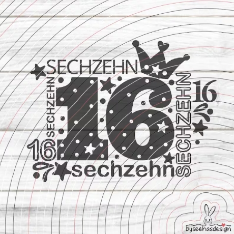 Zahl Sechzehn Plotterdatei SVG DXF