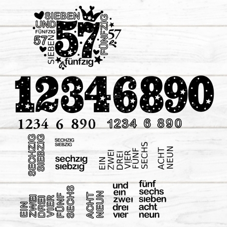 Zahlen 50-70 Plotterdatei SVG FCM