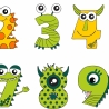 Kinder Kurzarm T-Shirt MONSTERCHEN personalisiert mit Name + Zahl
