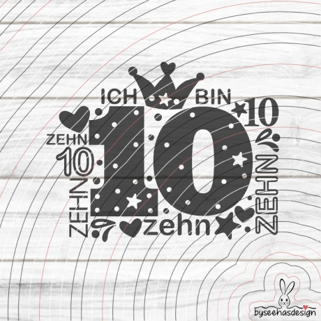 Zahl Zehn Plotterdatei SVG DXF 