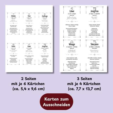 Sternzeichen Kärtchen PDF – Vorlage zum Ausdrucken