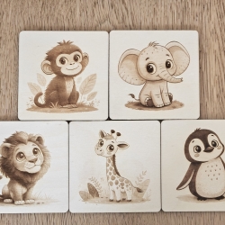 Holz Bild 5er Set Zootiere