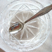 Vintage Zuckerschale aus Bleikristall mit Löffel 50er Jahre