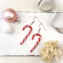 Weihnachtsohrringe Zuckerstangen – Polymer Clay Ohrschmuck