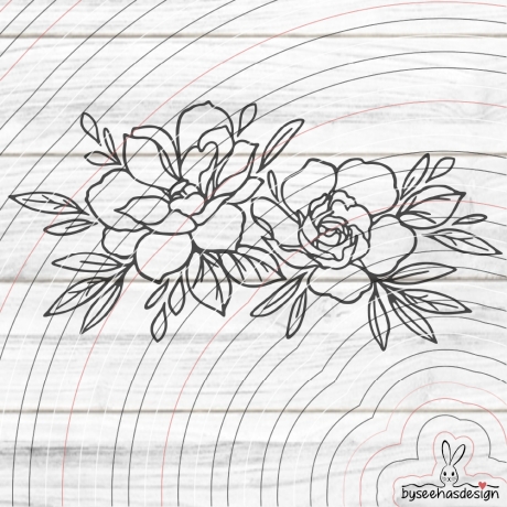 Zwei Rosen Plotterdatei SVG DXF
