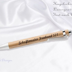 Bambus-Kugelschreiber mit eigenem Wunschtext graviert