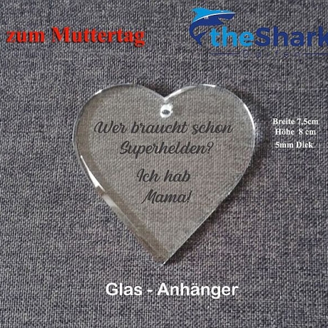 Glas Herz mit Lasergravur