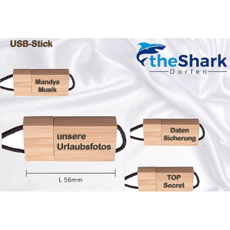 USB-Stick aus Holz 16GB individuell per Lasergravur veredelt