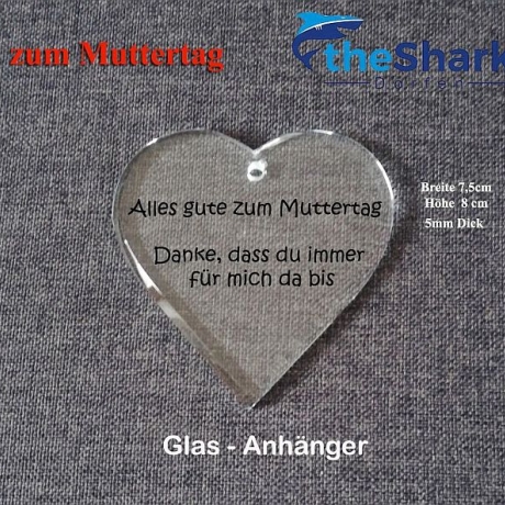 Glas Herz mit Lasergravur