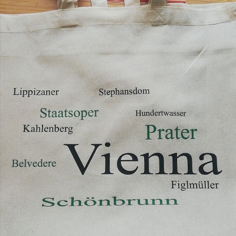 Bio & Fairtrade Stofftasche mit langen Henkeln, bedruckt