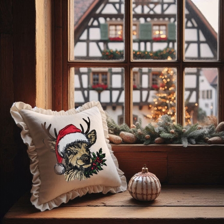 NEU Stickdatei Hirsch mit Weihnachtsmütze Blade