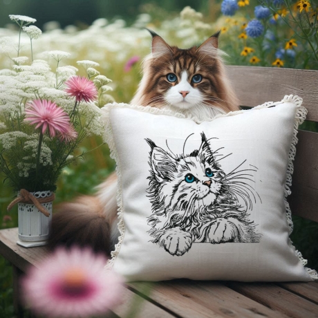 NEU Stickdatei Maine Coon Katze Kätzchen Kiss Kitten