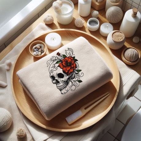 NEU Stickdatei Totenkopf mit Blumen Kaja 