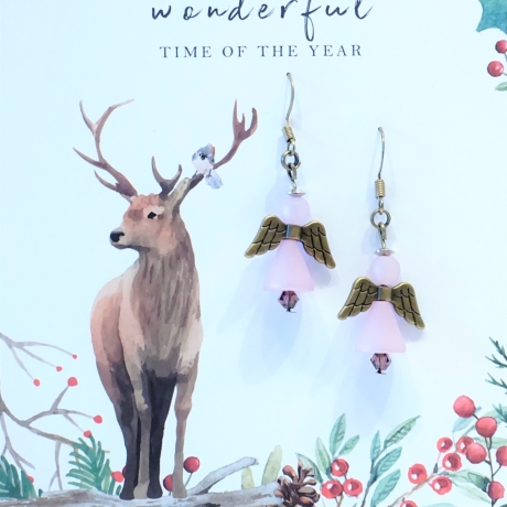 Schutzengel * Ohrringe * Weihnachten * Kleinigkeit * Rosa