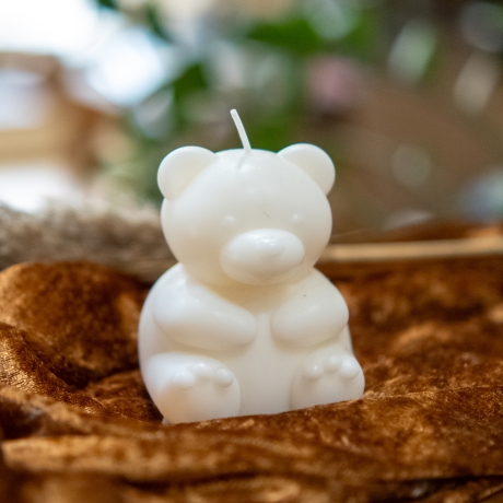 Kerze großer Teddybär - Bären- Geschenkidee  Raps-Kokoswachs