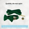 Hundehalsband, -marke, Fliege, Leine personalisiert Samt Grün