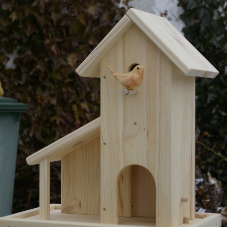 Vogelhaus mit Nistkasten Unbemalt, zum Selbstbemalen 