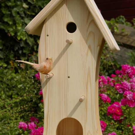 Vogelhaus mit Nistkasten unbemalt, zum Selbstbemalen #V6