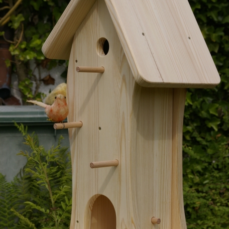 Vogelhaus mit Nistkasten unbemalt, zum Selbstbemalen #V6