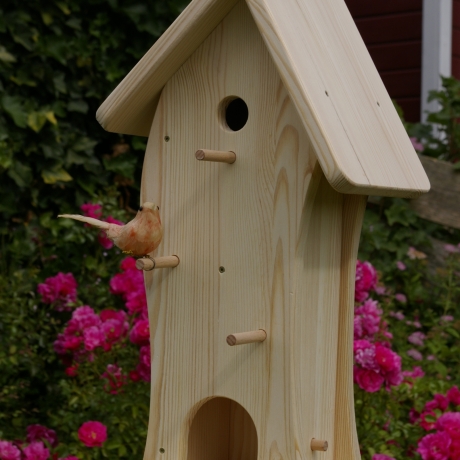 Vogelhaus mit Nistkasten unbemalt, zum Selbstbemalen #V6