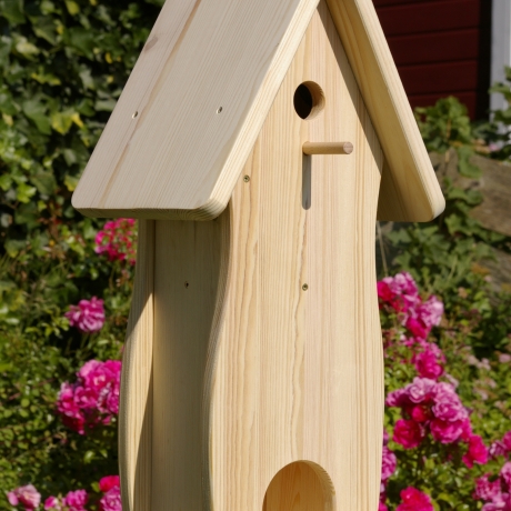 Vogelhaus mit Nistkasten und Futterplatz zum selbst bemalen