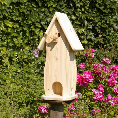Vogelhaus mit Nistkasten und Futterplatz zum selbst bemalen