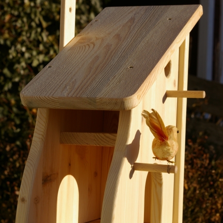 Vogelhaus, Futterhaus aus Holz, mit Nistkasten-zum Selbstbemalen