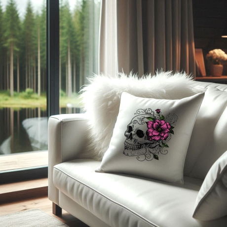 NEU Stickdatei Totenkopf mit Blumen Kaja 