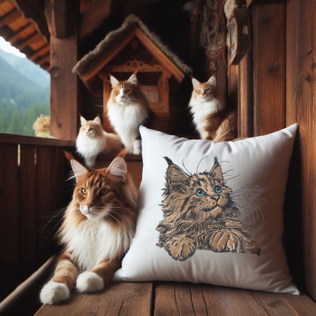 NEU Stickdatei Applikation Maine Coon Katze Kiss 