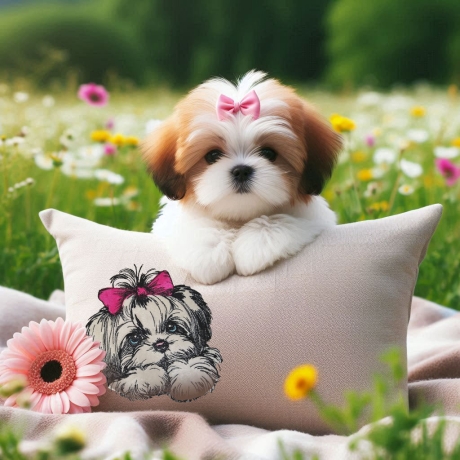 NEU Stickdatei Applikation Shih Tzu Laila Hund