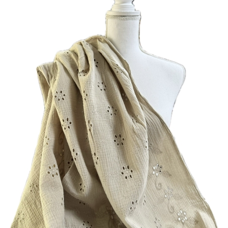 Musselin Loch Stickerei Stoff | Meterware | Öko Tex 100 | 
