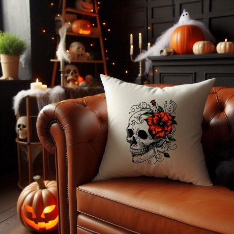 NEU Stickdatei Totenkopf mit Blumen Kaja 