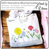 0011 - Monoline Blumenwiese – ab 13x18 Rahmen - Eleganz pur