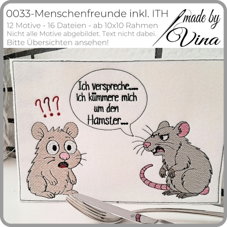 0033 – Stickdateien Menschenfreunde inkl. ITH - ab 10x10 Rahmen