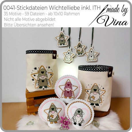Stickdateien Wichtelliebe inkl. ITH-Anhänger & Teelichthüllen