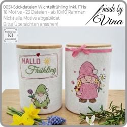 Stickdateien Wichtelfrühling inkl. ITH-Anhänger & Teelichthüllen