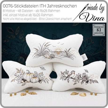  0076 Stickdateien ITH Leseknochen Jahresknochen 