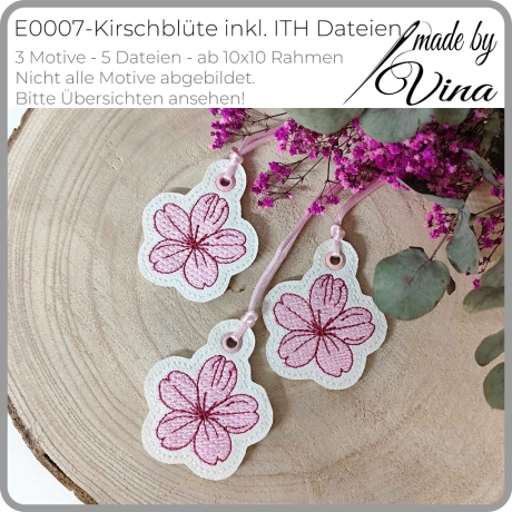 E0007– Kirschblüten inkl. ITH Dateien - ab 10x10 Rahmen 