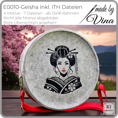 E0010 – Geisha inkl. ITH Dateien - ab 13x18 Rahmen 