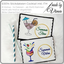 E0014– Cocktail inkl. ITH Dateien - ab 10x10 Rahmen  E0014– Cocktail inkl. ITH Dateien - ab 10x10 Rahmen