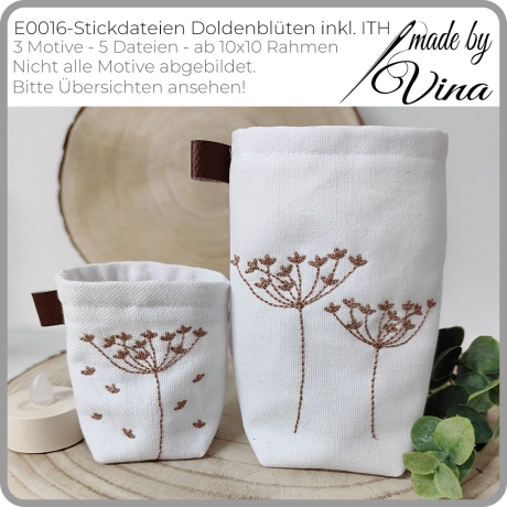 E0016– Stickdateien Doldenblüten inkl. ITH - ab 10x10 Rahmen 