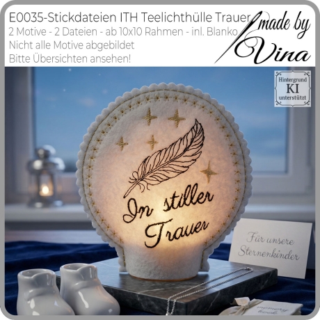 E0035 Stickdateien ITH Teelichthülle Trauer – 2 Motive 