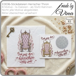 E0036 Stickdateien Herrscher Thron – 8 Motiven