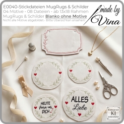 E0040 –Stickdateien MugRugs & Schilder - ab 13x18 