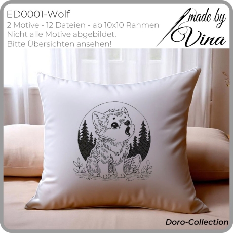 ED0001 –Wolf im Scribble Stil – ab 10x10 cm 
