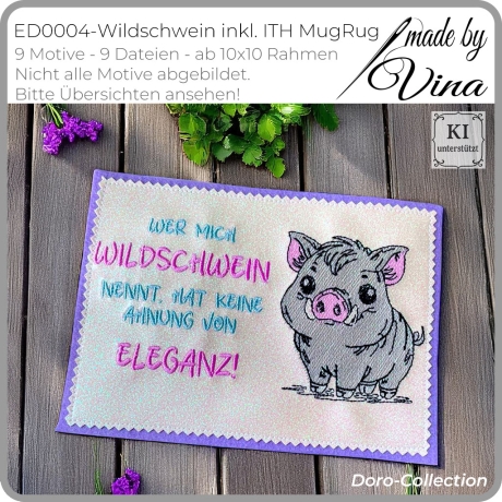 ED0004 –Wildschwein im Scribble Stil ikl. ITH – ab 10x10 cm 