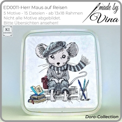 ED0011 –Herr Maus auf Reisen Scribble Stil – ab 13x18 cm 