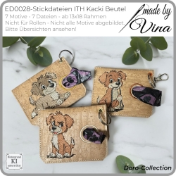 ED0028– Stickdateien Wuffis ITH-Kacki-Beutel - ab 13x18 Rahmen