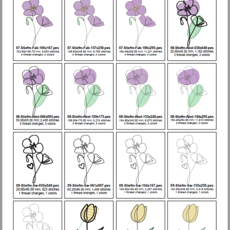 0010 - Monoline Blumen – ab 10x10 Rahmen - schöne Blumen